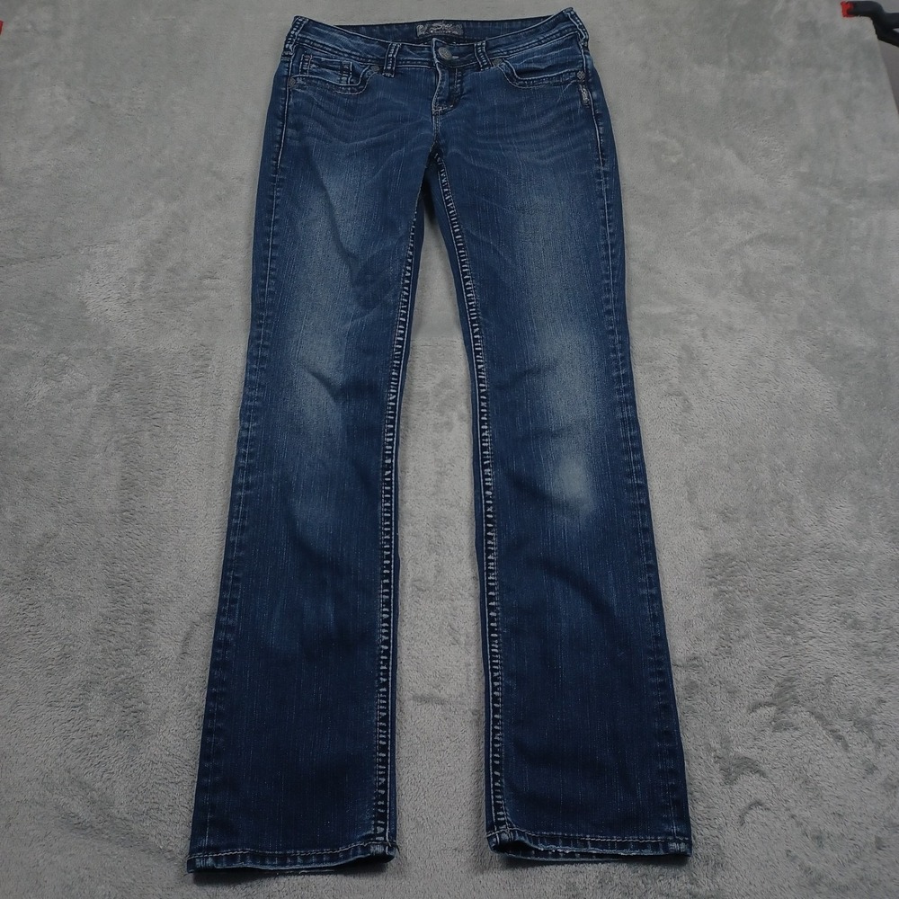 Silver Jeans Womens 27 Blue Denim Aiko Baby Bootcut Distressed‎ Casual